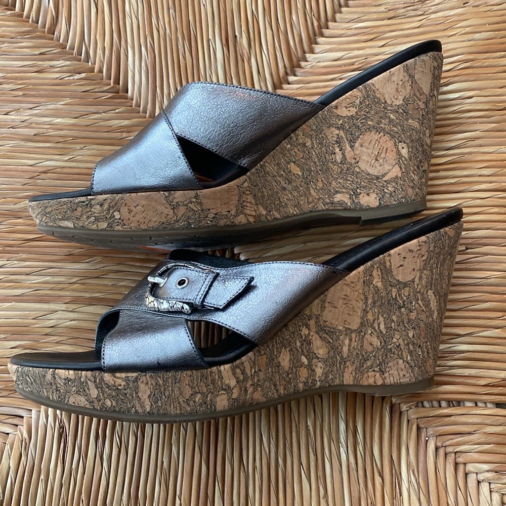 Brighton Metallic Wedge Sandals ‘Summer’ Pewter Sz 9 - Picture 3 of 4